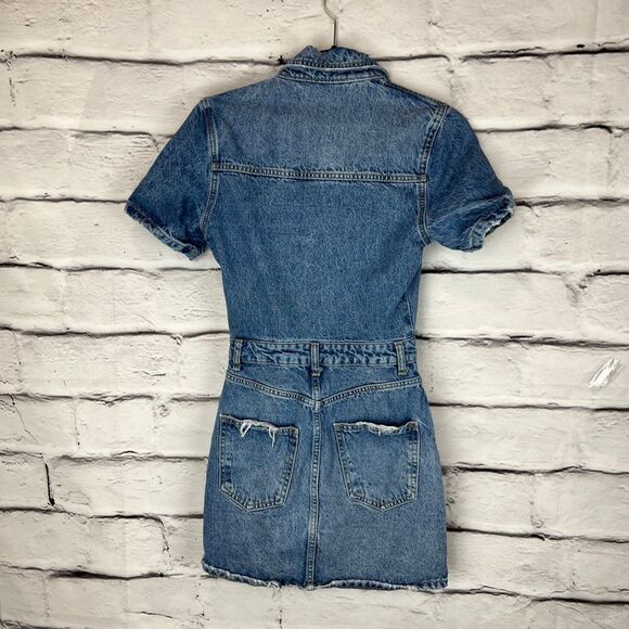 Zara Women's XS Blue Denim Mini Dress Short Sleeve - Picture 6 of 8